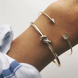 *ANNICE* 2-Pc Gold Knot x Arrow Bracelet Set